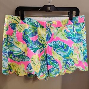 Women's Lilly Pulitzer Sz 10 Buttercup Stretch Scalloped Hem Shorts 5 In Inseam